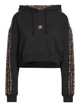 Felpa Adidas Animal Print Crop Nero per Donna