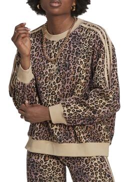 Felpa Adidas Animal Print Beige per Donna