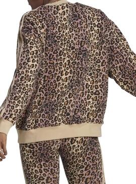Felpa Adidas Animal Print Beige per Donna