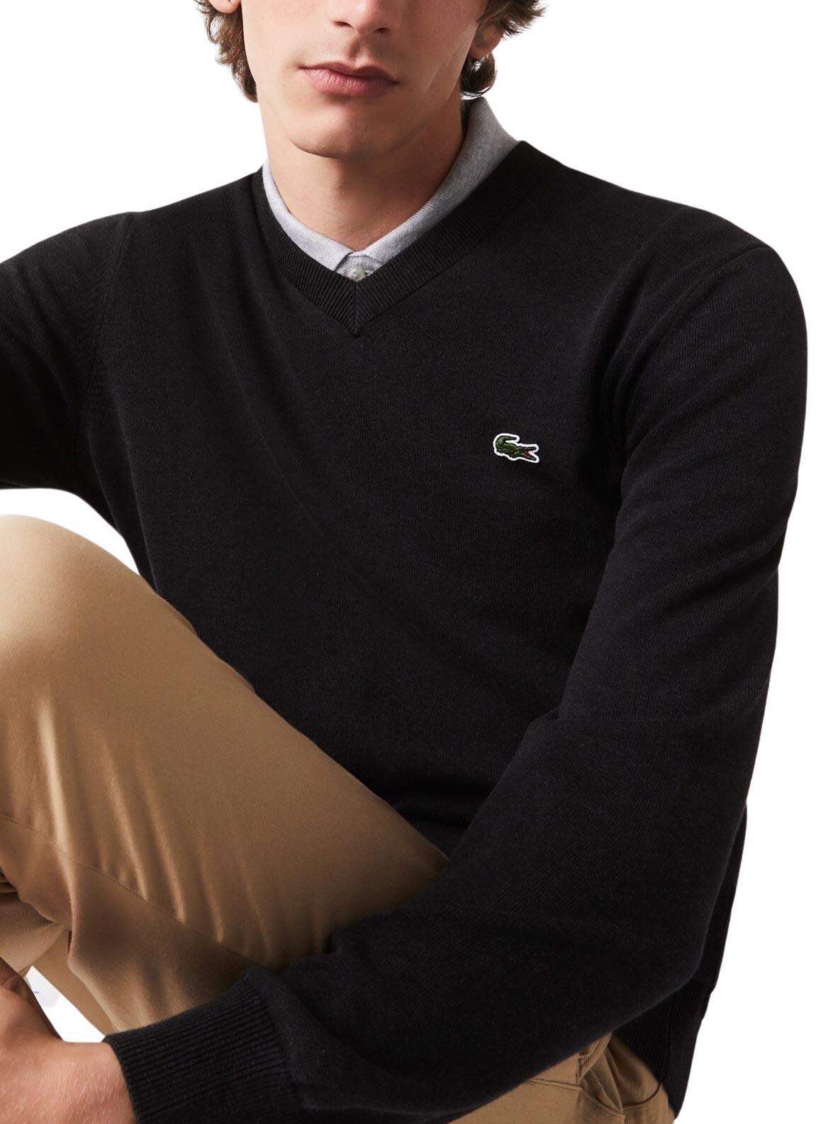 Pullover Lacoste Tricot Nero per Uomo