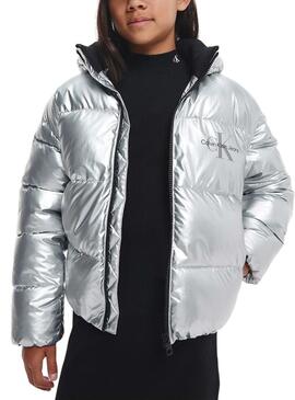 Giacca Calvin Klein Metallic Plateado per Bambina