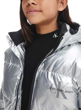 Giacca Calvin Klein Metallic Plateado per Bambina