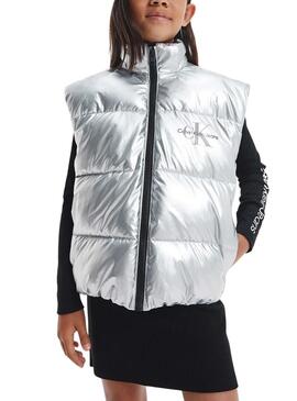 Giacca Calvin Klein Metallic Plateado per Bambina