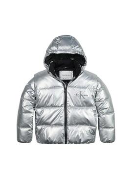Giacca Calvin Klein Metallic Plateado per Bambina
