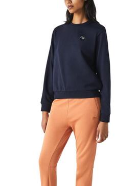 Felpa Lacoste Basic Blu Navy per Donna