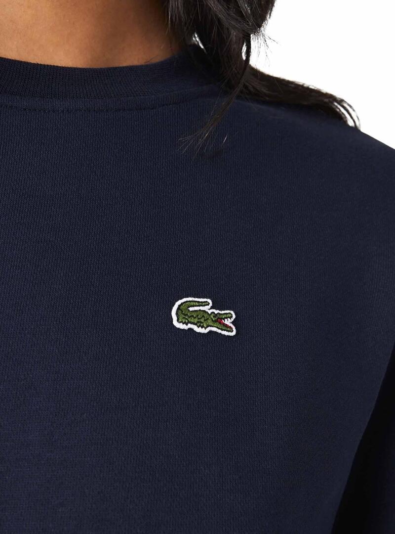 Felpa Lacoste Basic Blu Navy per Donna