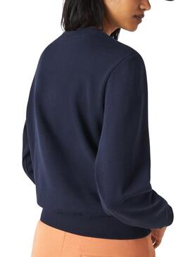 Felpa Lacoste Basic Blu Navy per Donna