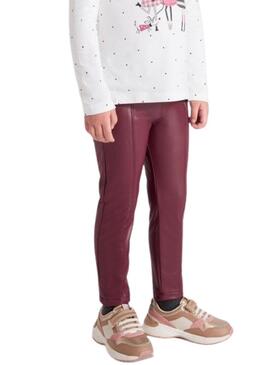 Leggings Mayoral Similpelle Bordeaux per Bambina