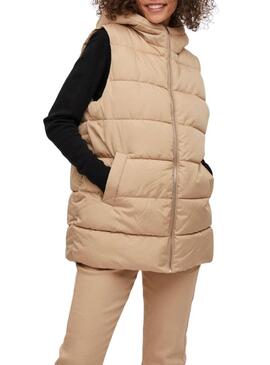 Gilet Vila Piumino Vitate Beige per Donna