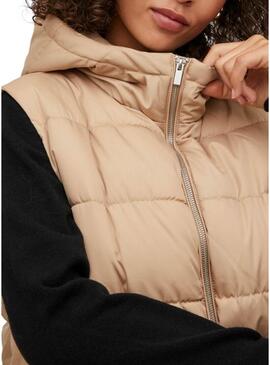 Gilet Vila Piumino Vitate Beige per Donna