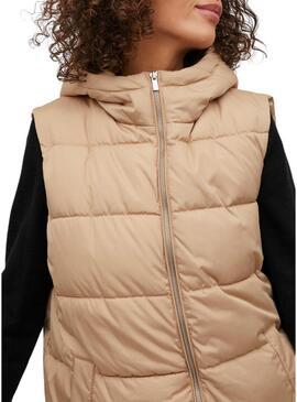 Gilet Vila Piumino Vitate Beige per Donna