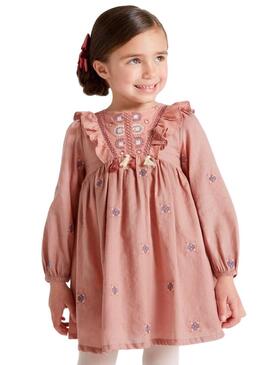 Vestito Mayoral Ricamo fiore rosa per Bambina