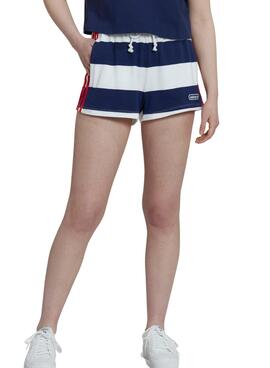Short Adidas Vita media Strisce Blu Navy y Bianco Donna