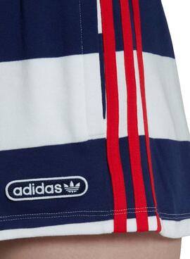 Short Adidas Vita media Strisce Blu Navy y Bianco Donna