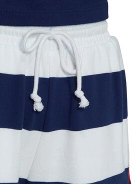 Short Adidas Vita media Strisce Blu Navy y Bianco Donna