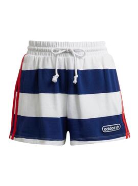 Short Adidas Vita media Strisce Blu Navy y Bianco Donna