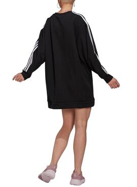 Felpa Adidas Vestito Fasce Nero per Donna