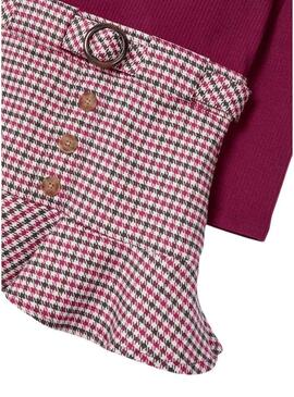 Vestito Mayoral Quadri Combinato Bambina Bordeaux