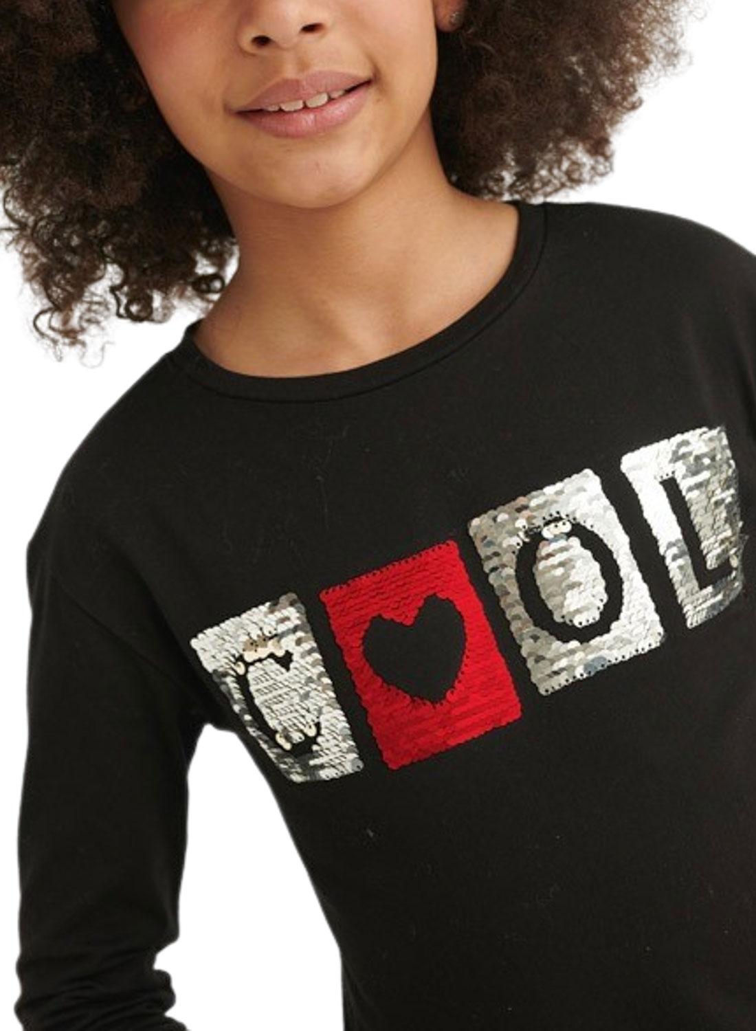 T-Shirt Mayoral Mensaje Cool per Bambina Nero