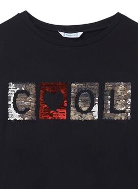 T-Shirt Mayoral Mensaje Cool per Bambina Nero