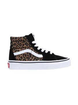 Sneakers Vans Sk8 Hi Leopardo per Bambina Nero