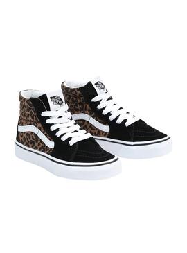 Sneakers Vans Sk8 Hi Leopardo per Bambina Nero