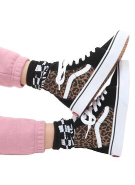 Sneakers Vans Sk8 Hi Leopardo per Bambina Nero