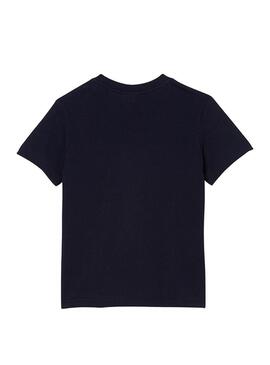 T-Shirt Lacoste Color Block per Bambino Blu Navy