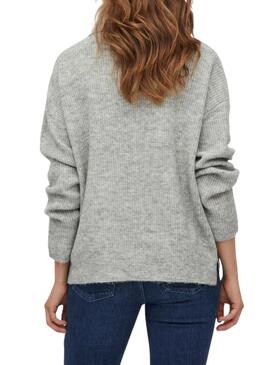 Pullover Vila Vicilia Dolcevita per Donna Grigio