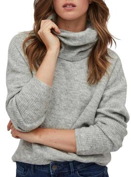 Pullover Vila Vicilia Dolcevita per Donna Grigio