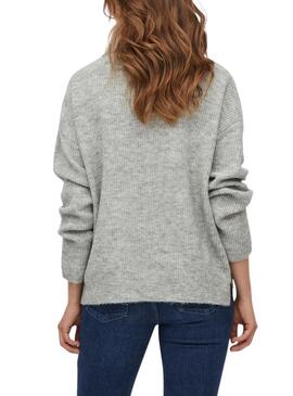 Pullover Vila Vicilia Dolcevita per Donna Grigio