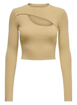 Pullover Only Liza Peek a Boo per Donna Beige