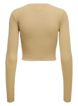 Pullover Only Liza Peek a Boo per Donna Beige