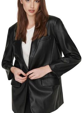 Blazer Only Lana Similpelle per Donna Nero