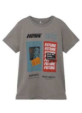 T-Shirt Name It Nakim Future per Bambino Grigio