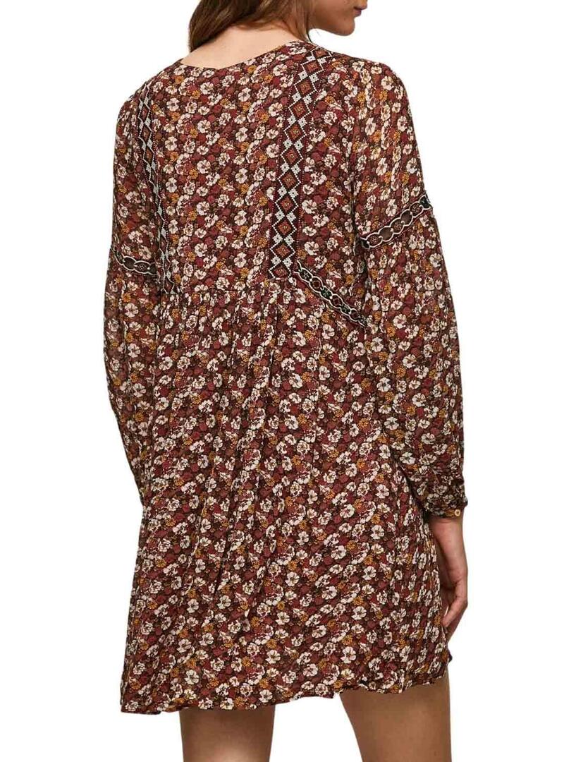 Vestito Pepe Jeans Liber Printed Donna Marrone