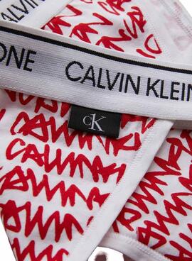 Stampa del logo Braga Calvin Klein Donna Rosso e Bianco
