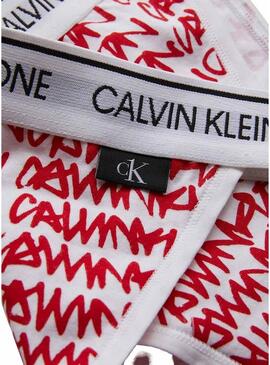 Stampa del logo Braga Calvin Klein Donna Rosso e Bianco