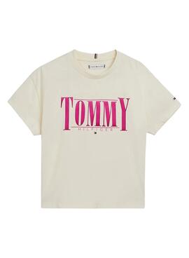 T-Shirt Tommy Hilfiger Logo per Bambina Bianco
