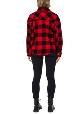 Overshirt Only Marsala Check Donna Rosso e Nero