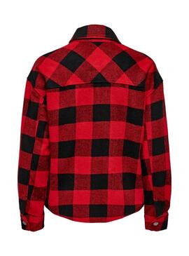 Overshirt Only Marsala Check Donna Rosso e Nero