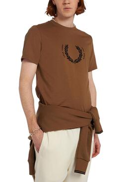 T-Shirt Logo Fred Perry Laurel per Uomo Marrone