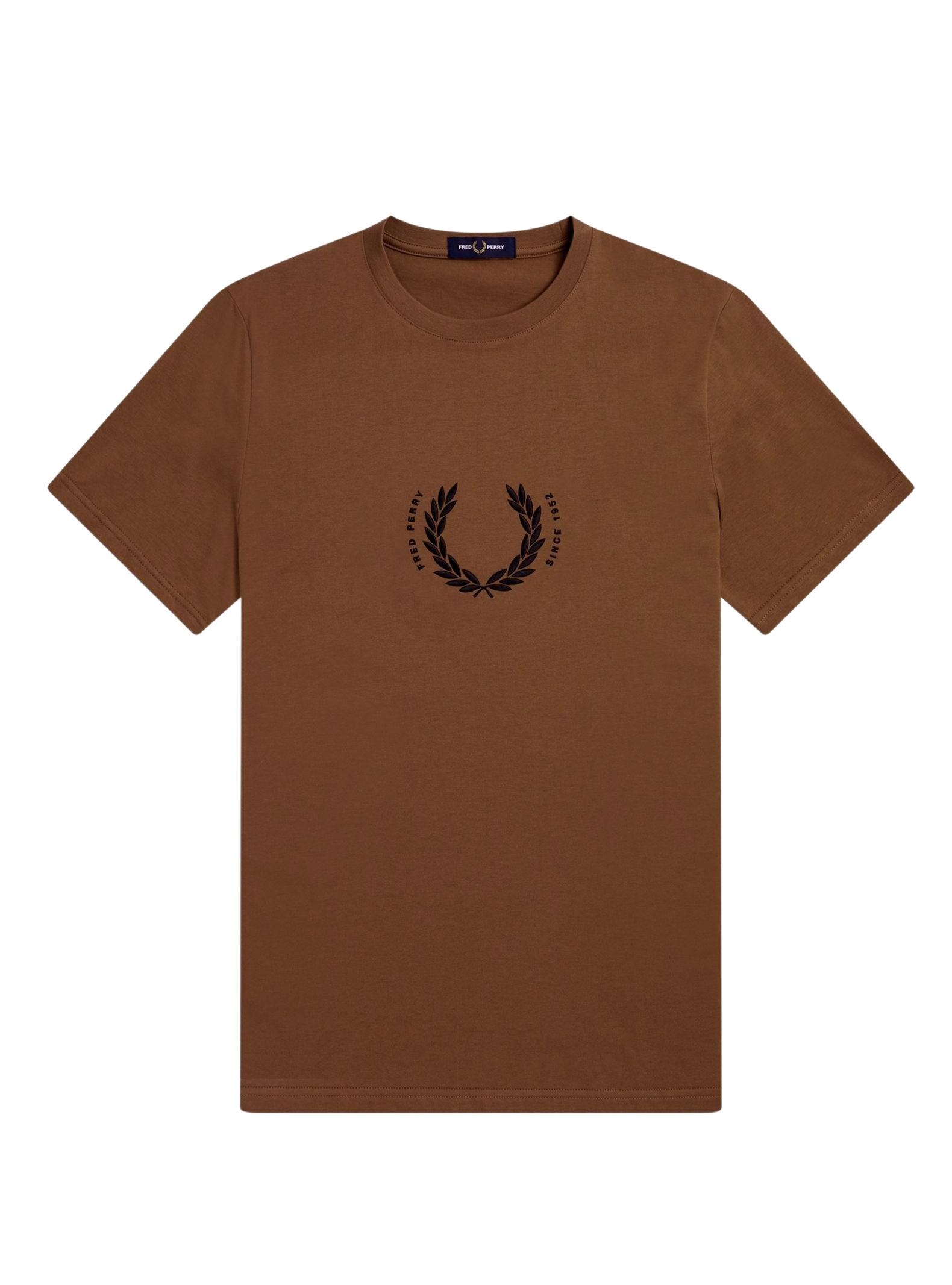 T-Shirt Logo Fred Perry Laurel per Uomo Marrone