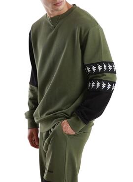 Felpa Kappa Vanto per Uomo Verde e Nero