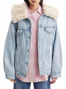Giacca Levis XL Sherpa Trucker per Donna Azul