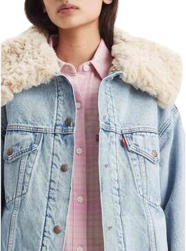 Giacca Levis XL Sherpa Trucker per Donna Azul