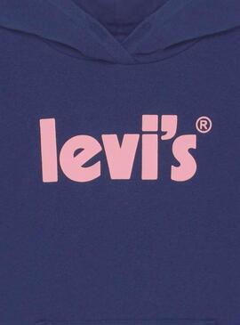 Felpa Levis Logotipo Cappuccio per Bambina Blu Navy