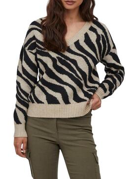 Pullover Vila Virile Picco Collo per Donna Nero