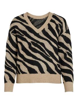 Pullover Vila Virile Picco Collo per Donna Nero