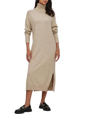 Vestito Vila Ril Roll Neck per Donna Beige